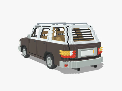 Voxel Wagon Car 3D Model