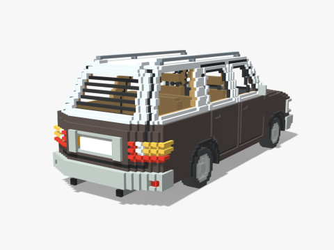 Voxel Wagon Car 3Dモデル