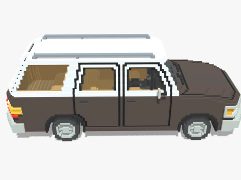 Voxel Wagon Car 3D Model