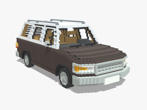 Voxel Wagon Car 3Dモデル