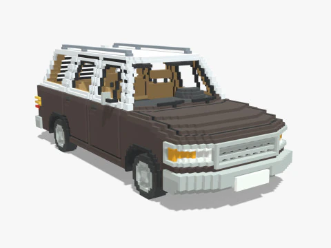Voxel Wagon Car 3D Model