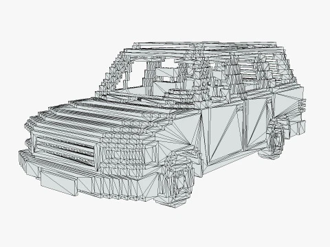 Voxel Wagon Car 3D Model