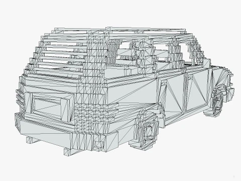 Voxel Wagon Car 3D Model