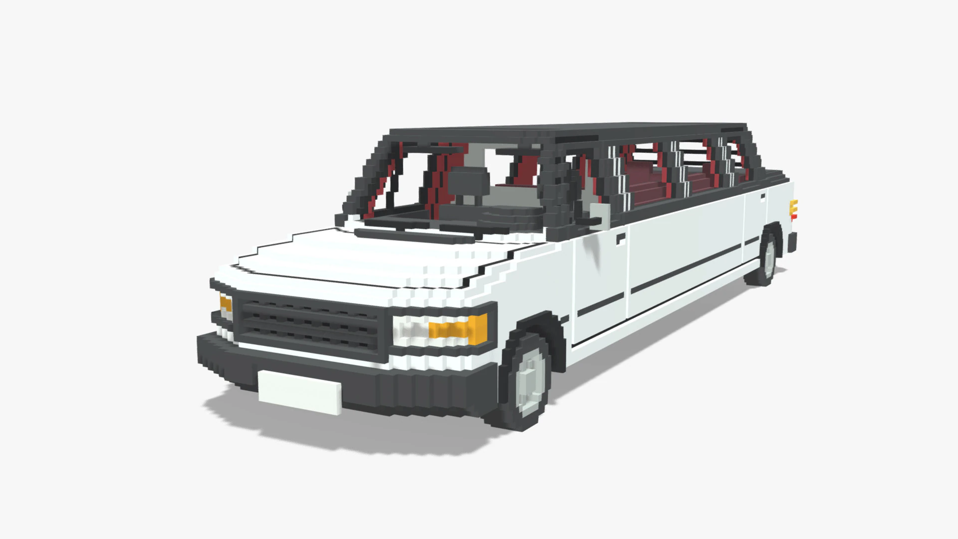 Voxel Limo Car 3D Model .c4d .max .obj .3ds .fbx .stl .blend 
