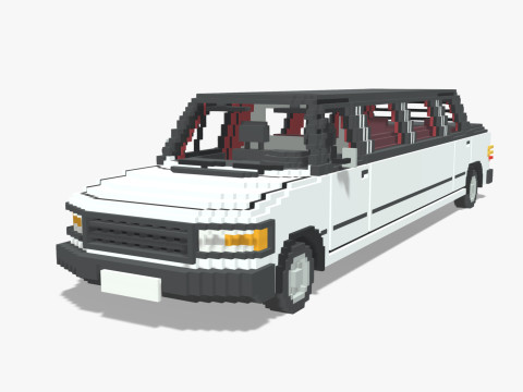 Voxel Limo Car 3D Model