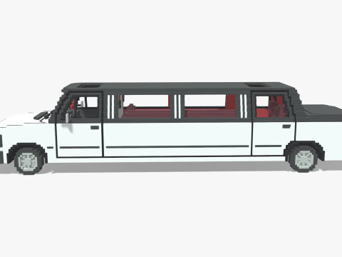 Voxel Limo Car 3D Model