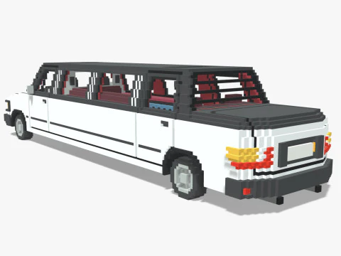 Voxel Limo Car 3D Model