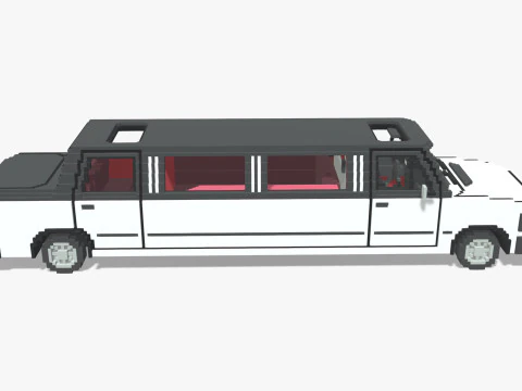 Voxel Limo Car 3D Model