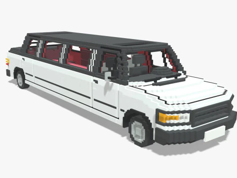 Voxel Limo Car 3D Model