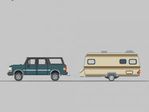 Voxel Caravan With SUV Tow Modèle 3D
