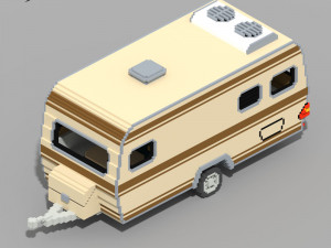 Voxel Caravan With SUV Tow Modèle 3D