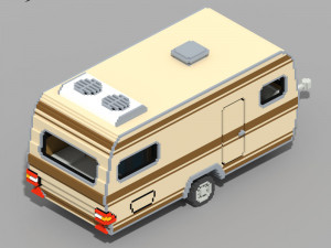 Voxel Caravan With SUV Tow Modèle 3D