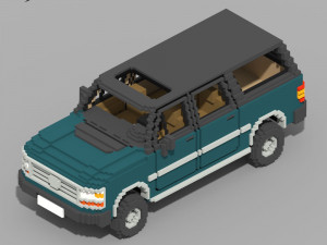 Voxel Caravan With SUV Tow Modèle 3D