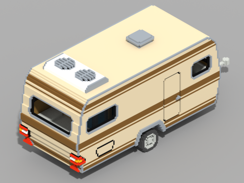 Voxel Caravan With SUV Tow 3Dモデル