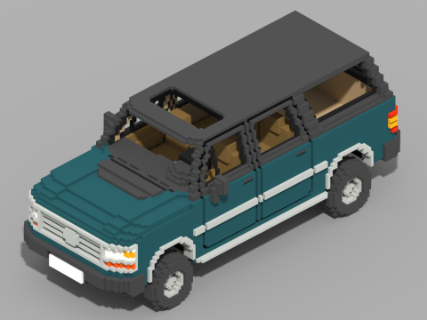 Voxel Caravan With SUV Tow 3Dモデル