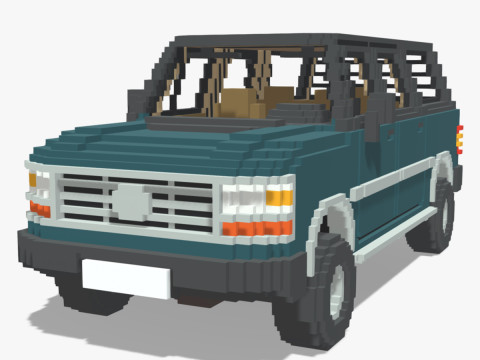 Voxel Caravan With SUV Tow 3Dモデル