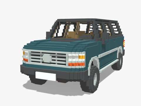 Voxel Caravan With SUV Tow 3Dモデル