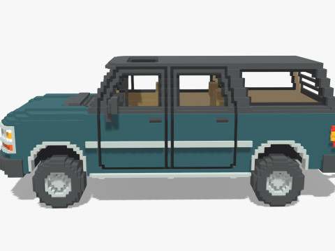 Voxel Caravan With SUV Tow 3Dモデル