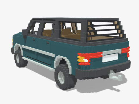 Voxel Caravan With SUV Tow 3Dモデル