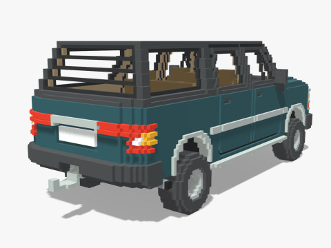 Voxel Caravan With SUV Tow 3Dモデル