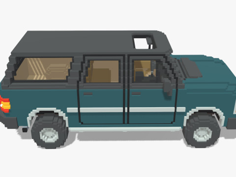 Voxel Caravan With SUV Tow 3Dモデル
