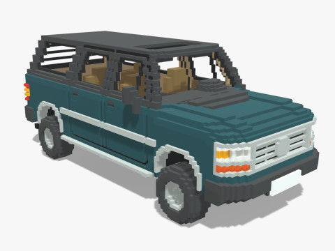 Voxel Caravan With SUV Tow 3Dモデル