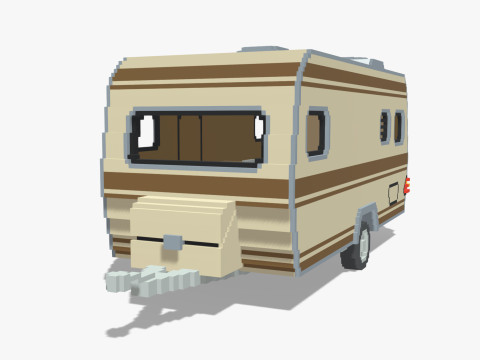 Voxel Caravan With SUV Tow 3Dモデル