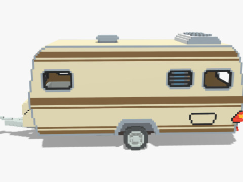 Voxel Caravan With SUV Tow 3Dモデル