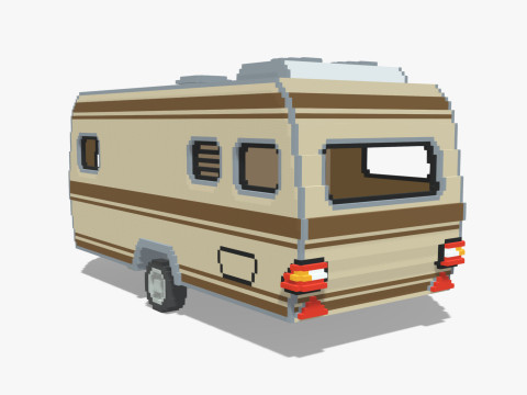 Voxel Caravan With SUV Tow 3Dモデル
