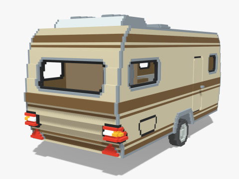Voxel Caravan With SUV Tow 3Dモデル