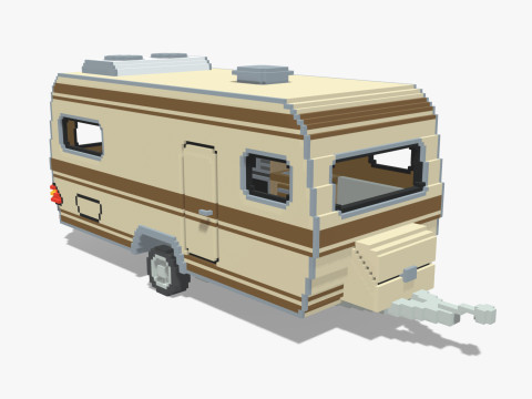 Voxel Caravan With SUV Tow 3Dモデル