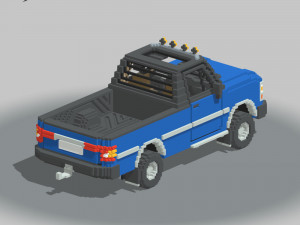 Voxel Pickup Single Cab Size 3 3D Model