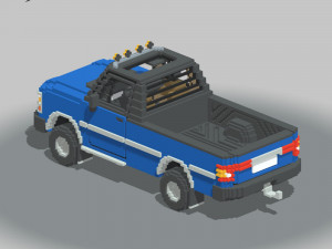Voxel Pickup Single Cab Size 3 3D Model