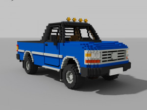 Voxel Pickup Single Cab Size 3 3D Model
