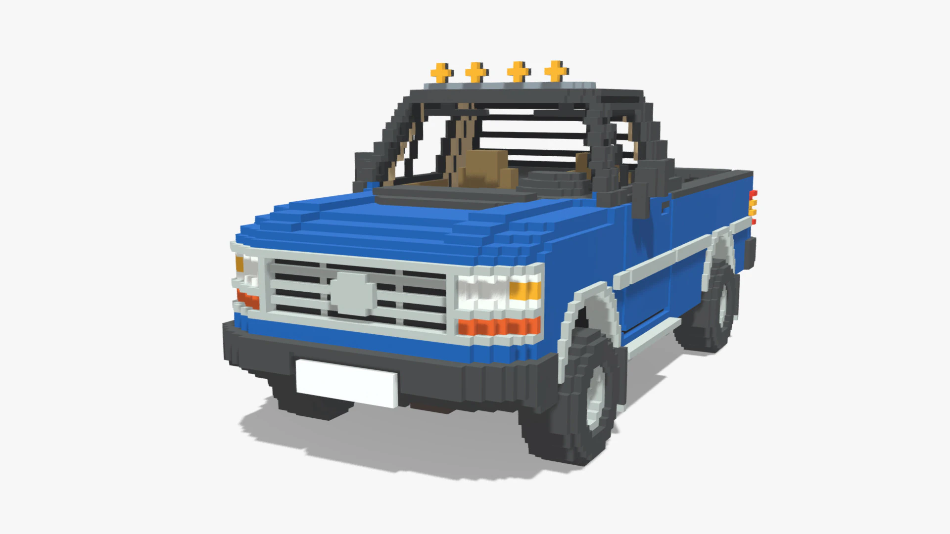 Voxel Pickup Single Cab Size 3 3D Model .c4d .max .obj .3ds .fbx .stl .blend 