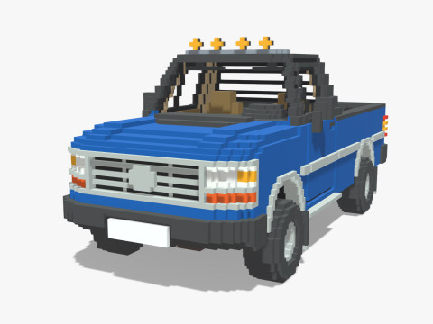 Voxel Pickup Single Cab Size 3 3D मॉडल
