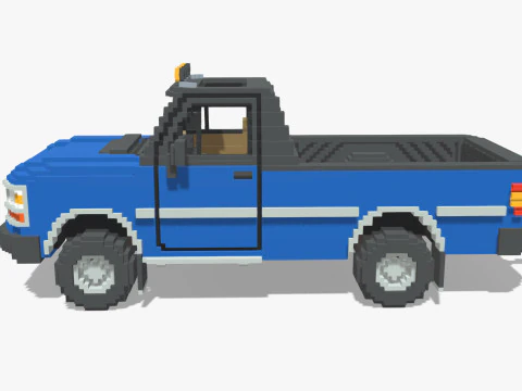 Voxel Pickup Single Cab Size 3 3D Model