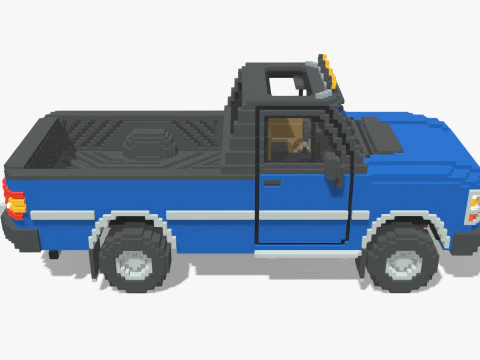 Voxel Pickup Single Cab Size 3 3D Model