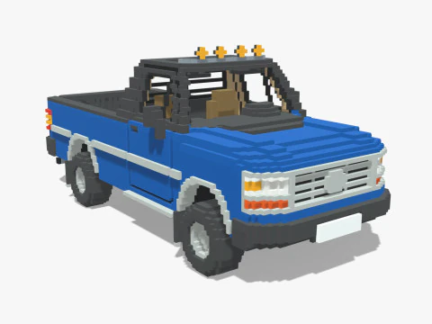 Voxel Pickup Single Cab Size 3 3D Model