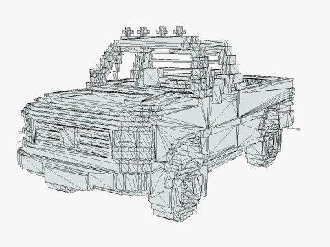 Voxel Pickup Single Cab Size 3 3D Model