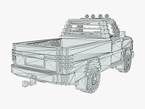 Voxel Pickup Single Cab Size 3 3D Model