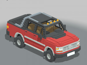 Voxel Pickup Double Cab Size 3 3D 模型