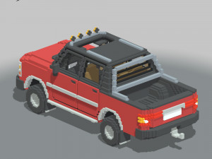 Voxel Pickup Double Cab Size 3 3D 模型