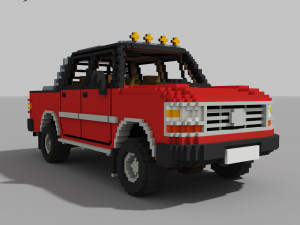 Voxel Pickup Double Cab Size 3 3D 模型