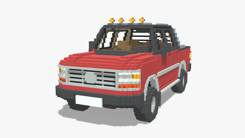 Voxel Pickup Double Cab Size 3 Modello 3D .c4d .max .obj .3ds .fbx .stl .blend