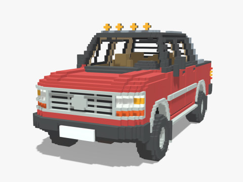 Voxel Pickup Double Cab Size 3 Modèle 3D