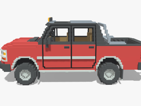 Voxel Pickup Double Cab Size 3 Modello 3D
