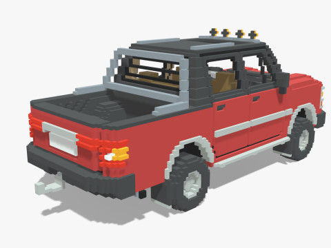 Voxel Pickup Double Cab Size 3 Modello 3D