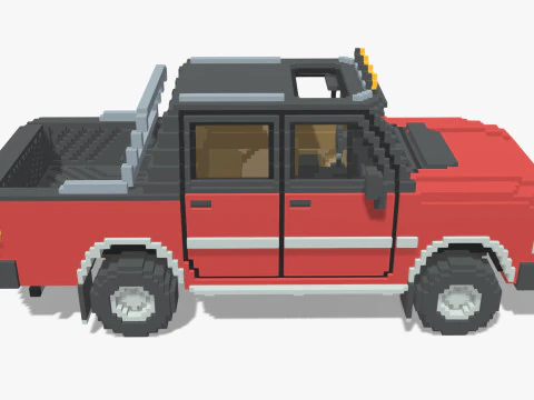 복셀 픽업 더블 캡 크기 3 3D 모델