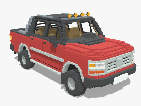 복셀 픽업 더블 캡 크기 3 3D 모델